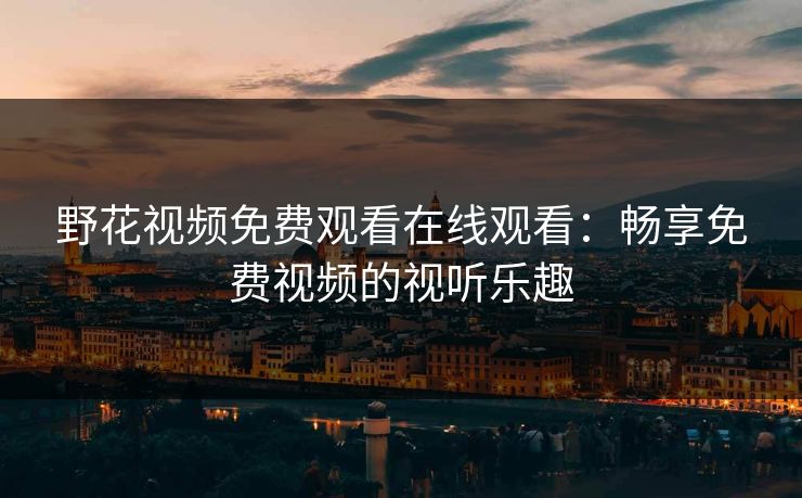 野花视频免费观看在线观看：畅享免费视频的视听乐趣