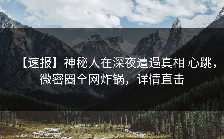 【速报】神秘人在深夜遭遇真相 心跳，微密圈全网炸锅，详情直击