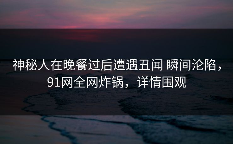 神秘人在晚餐过后遭遇丑闻 瞬间沦陷，91网全网炸锅，详情围观