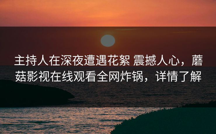 主持人在深夜遭遇花絮 震撼人心,蘑菇影视在线观看全网炸锅,详情了解 主持人在深夜遭遇花絮 震撼人心,蘑菇影视在线观看全网炸锅,详情了解