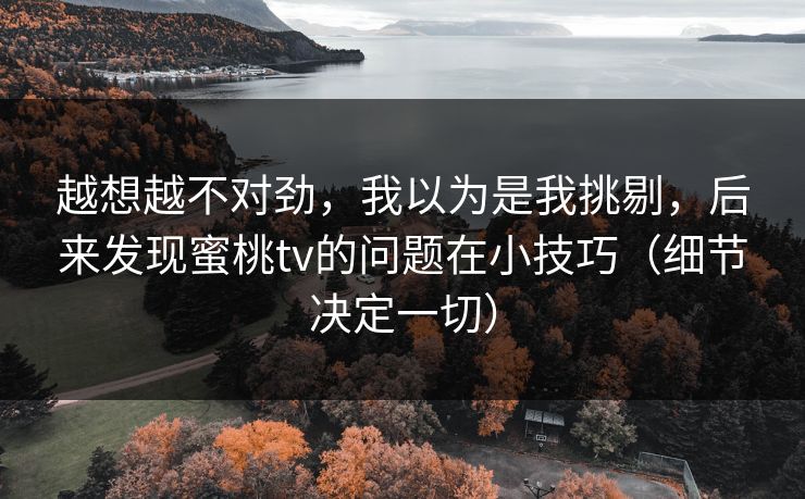 越想越不对劲,我以为是我挑剔,后来发现蜜桃tv的问题在小技巧(细节决定一切) 越想越不对劲,我以为是我挑剔,后来发现蜜桃tv的问题在小技巧(细节决定一切)