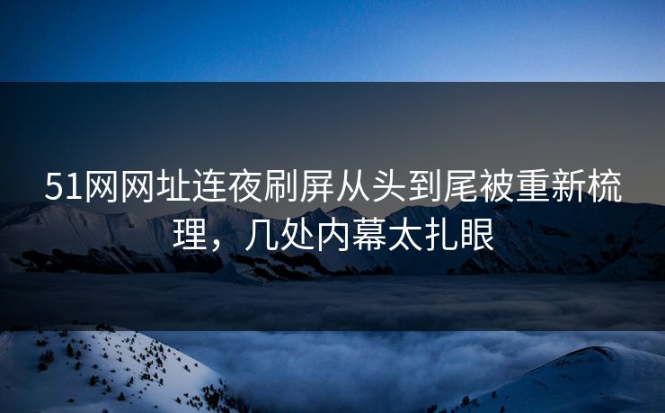 51网网址连夜刷屏从头到尾被重新梳理，几处内幕太扎眼